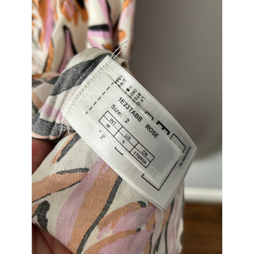 BA&SH Womens Baby Pink Tabb Printed Crepe Midi Wrap Robe Tabby Dress Size Medium - Picture 11 of 12